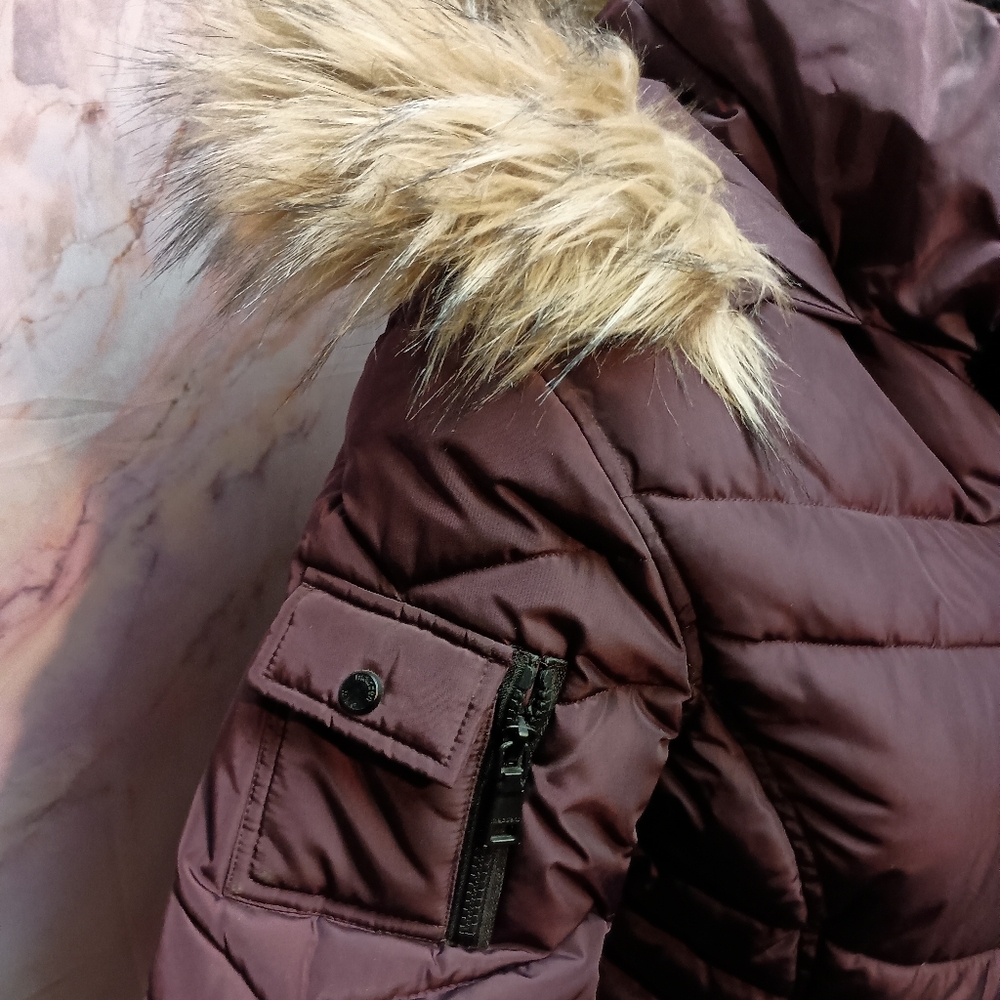 Madden‎ Girl Purple Puffer Coat With Fur Hood - Picture 4 of 11